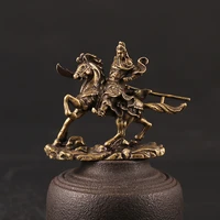 copper riding horse guan gong tea pet military god of wealth statue home decoration accessories brass office desk decor tea toy