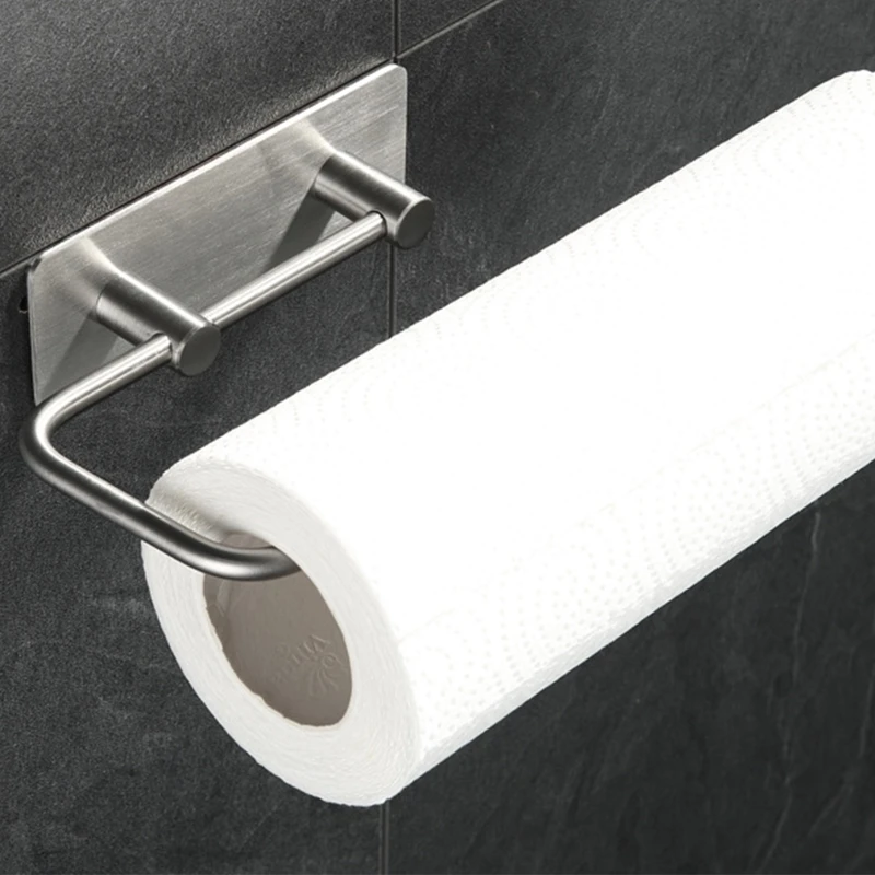 

Stainless Steel Punch-free Kitchen Towel Holder Wall-mounted Bathroom Tissue Rack Home Storage Tool