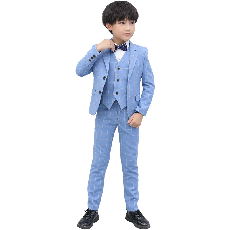 

Boys Wedding Suits 3-16Y Kids Formal Prom Party Clothes Children Plaid Blazer Vest Pants Outfits mariage Traje de novio de boda