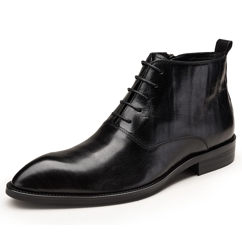 

Wedding Wingtip High Quality Ankle Boot Genuine Leather Mens Boots Chelsea Fashion Shoes For Men 2020 Brown Black Dress Boot