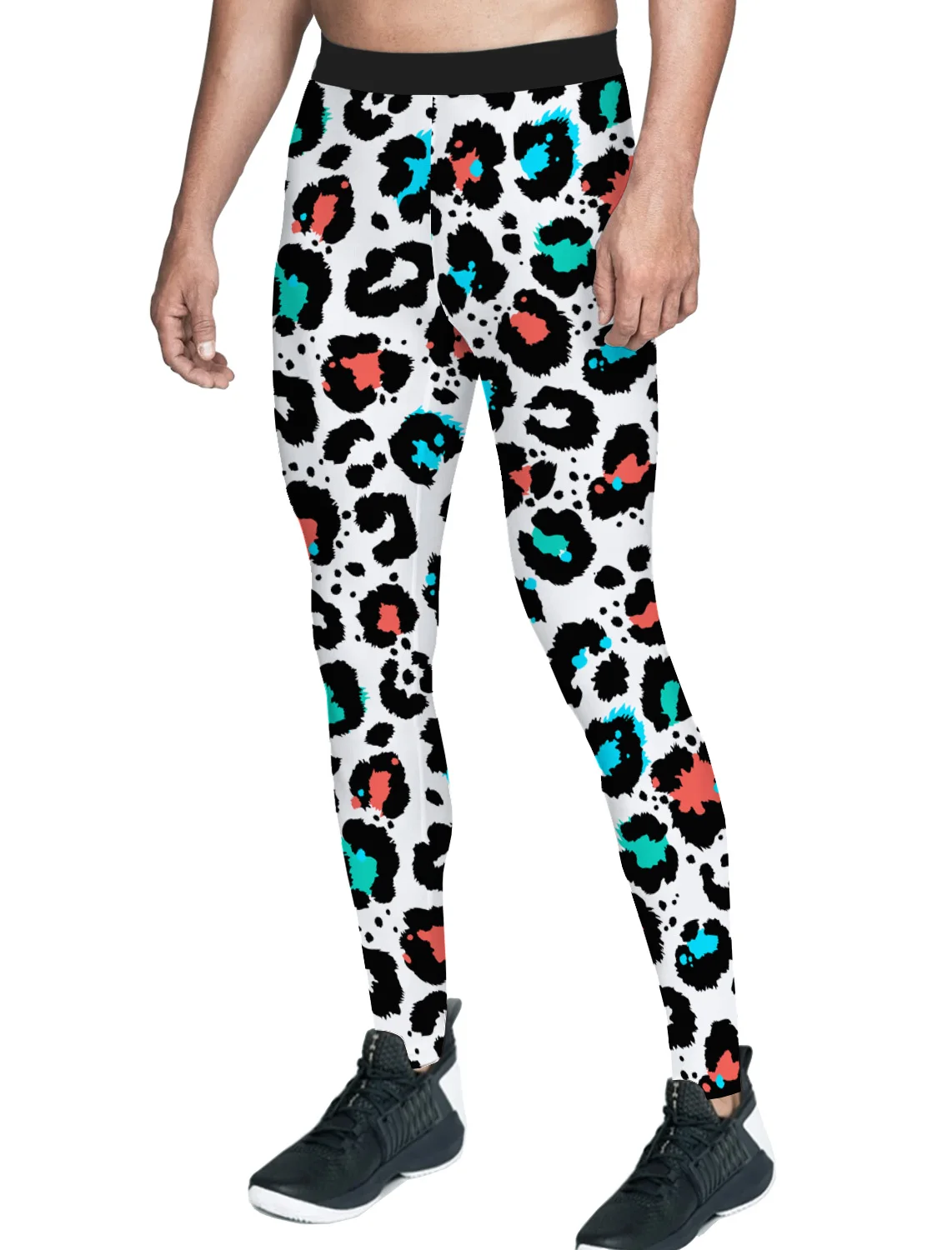 Leopard White Pants Men Leggings Non See-Through Hidden Pocket Pajama Party Full Length Activewear High Rise Classic Surfing Sti | Мужская