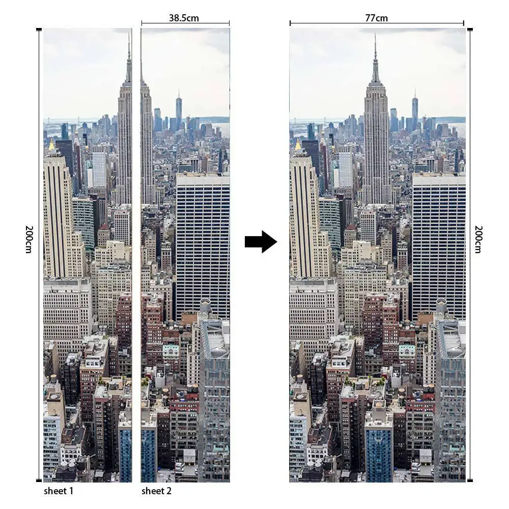 Дверные наклейки городская сцена домашний декор сделай сам самоклеящиеся обои