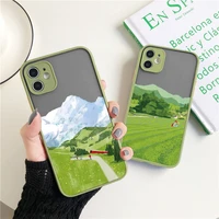 hand painted spring scenery pattern phone case for iphone x xr xs max 13 11 12 pro max 7 8 plus se 2020 hard shockproof cover