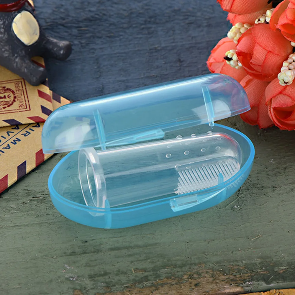 Детская зубная щетка на палец с коробкой детская прозрачная Массажная мягкая