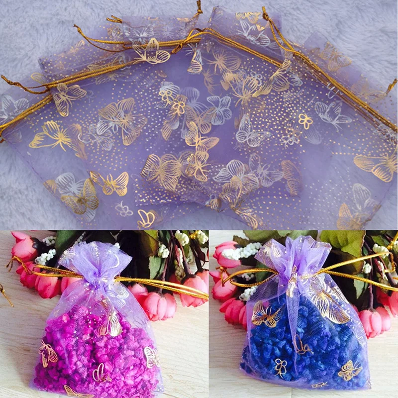 

Y166 25Pcs Organza Gift Bags Jewellery Drawstring Pouches Wedding Party Candy 10X12cm