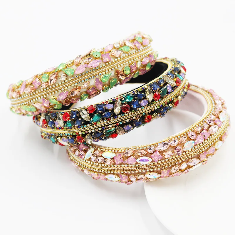 Оптовая продажа Новинка Роскошные обруч для волос со стразами губка с хлопковой