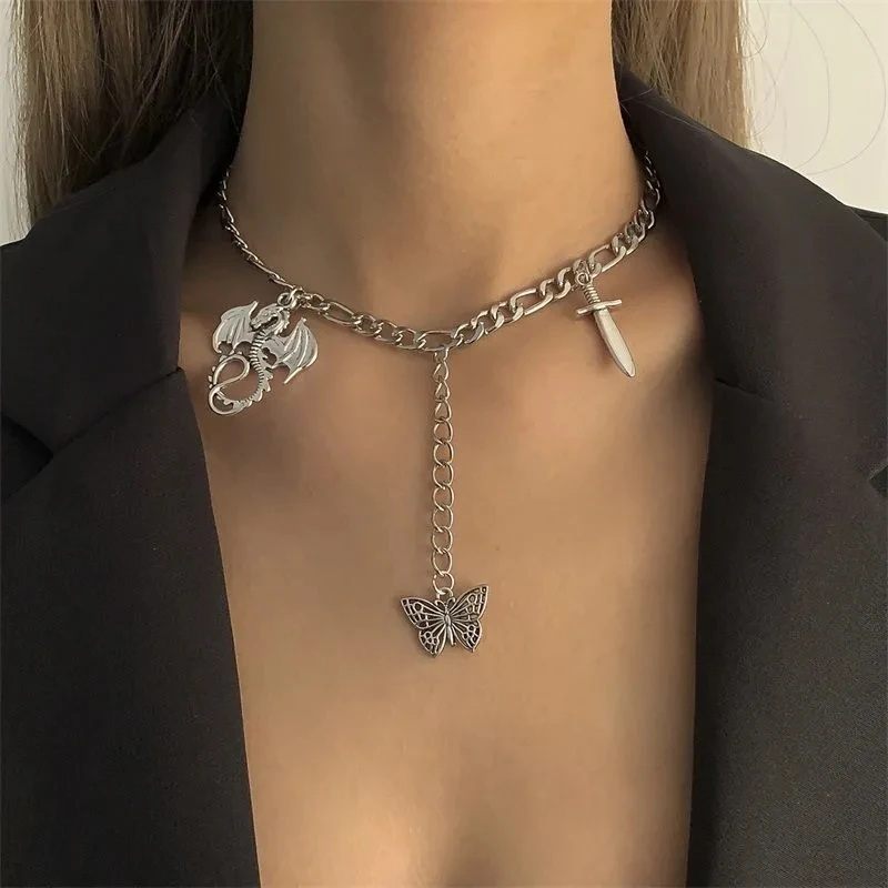 Винтажное многослойное женское ожерелье с подвеской-бабочкой | Украшения и