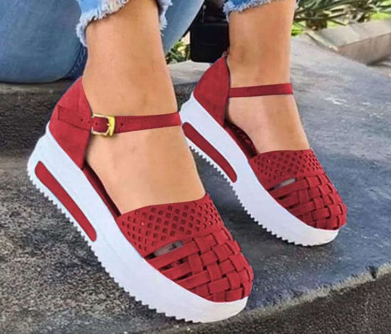 

Fashion Women Hollow Out Sandals Summer Heels Sandals Female Casual Sewing Women Round head Shoes Platform Sandals Ladies Sandal