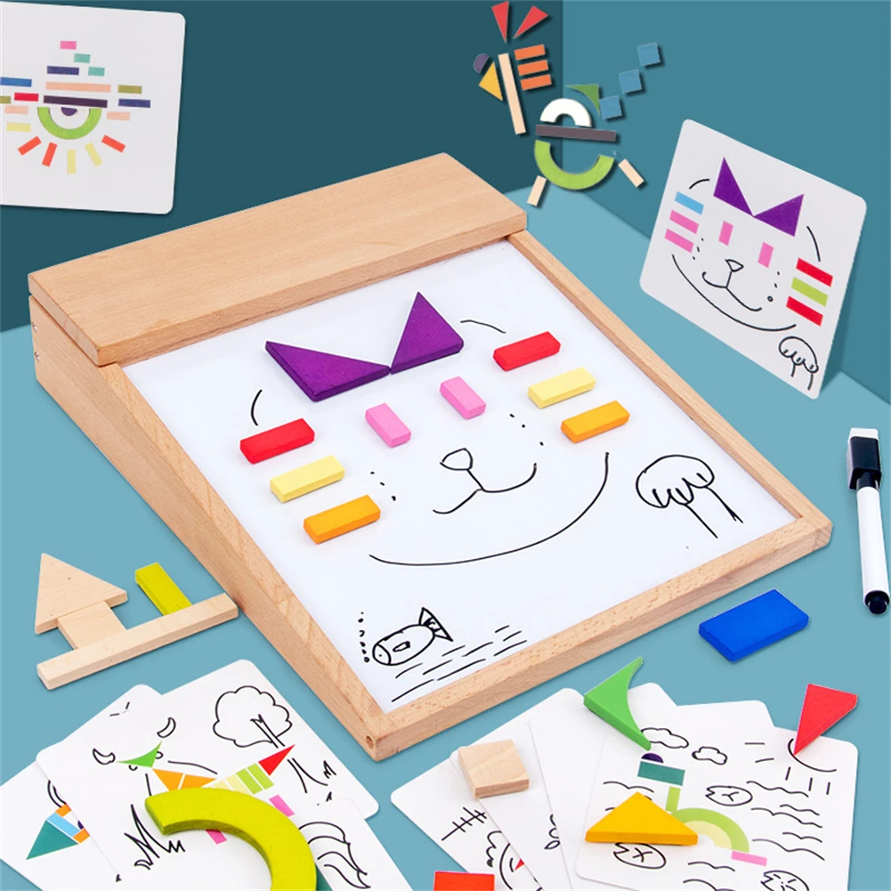

Baby Toys Wooden Magnetic Puzzle Drawing Board Montessori Thinking Cognitive Gifts Wooden Geometric Figures Educational Toy