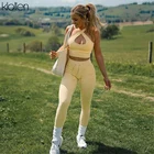Костюм женский из двух предметов KLALIEN, однотонный белый облегающий топ и брюки, лето 2021