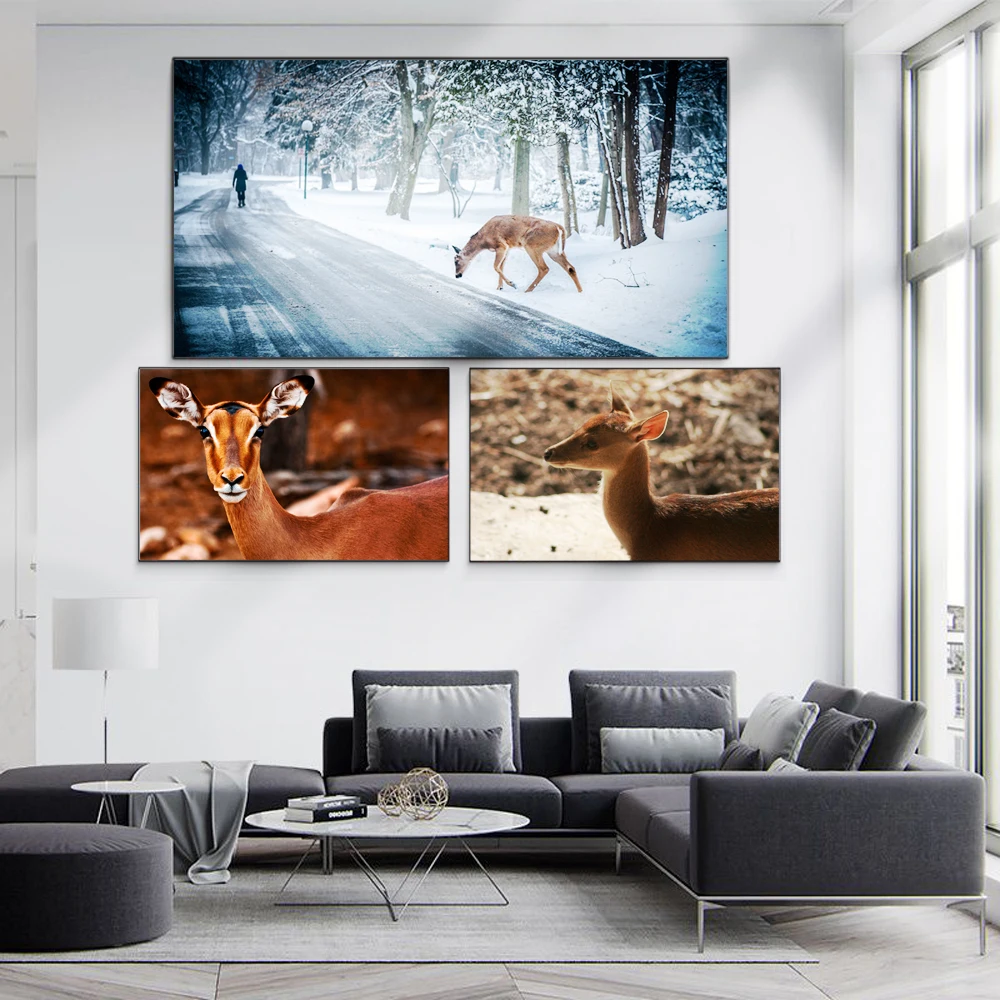 

Animal oil painting yellow antelope canvas painting living room corridor office study home decoration mural