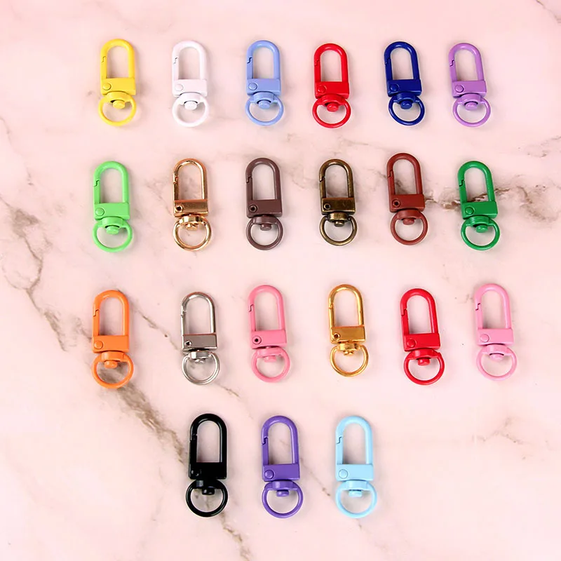

Portable Paint Color Alloy Lobster Clasp Keychain 8-shaped Spray Paint Shrimp Buckle Pendant Keyring DIY Key Hook Up Accessories