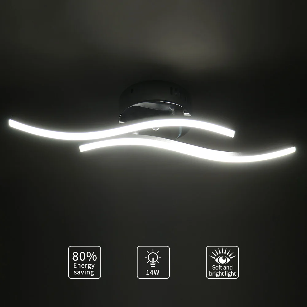

Modern Led 2 Light Wave Ceiling Lights Dining Living Bedroom Pendant Lamp