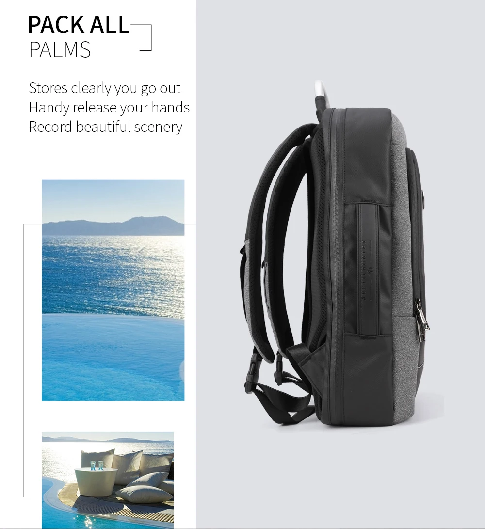 ARCTIC HUNTER мужской деловой рюкзак 17 дюймов дорожная сумка для компьютера с usb зарядкой, водонепроницаемый ноутбук Рюкзак Студенческая сумка