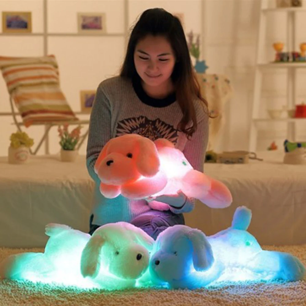 

50CM Colorful LED Light Plush Dog Toy Luminous Plush Pillow Doll Kids Stuffed Animal Doll Toys Birthday Gift for Kids Girlfriend