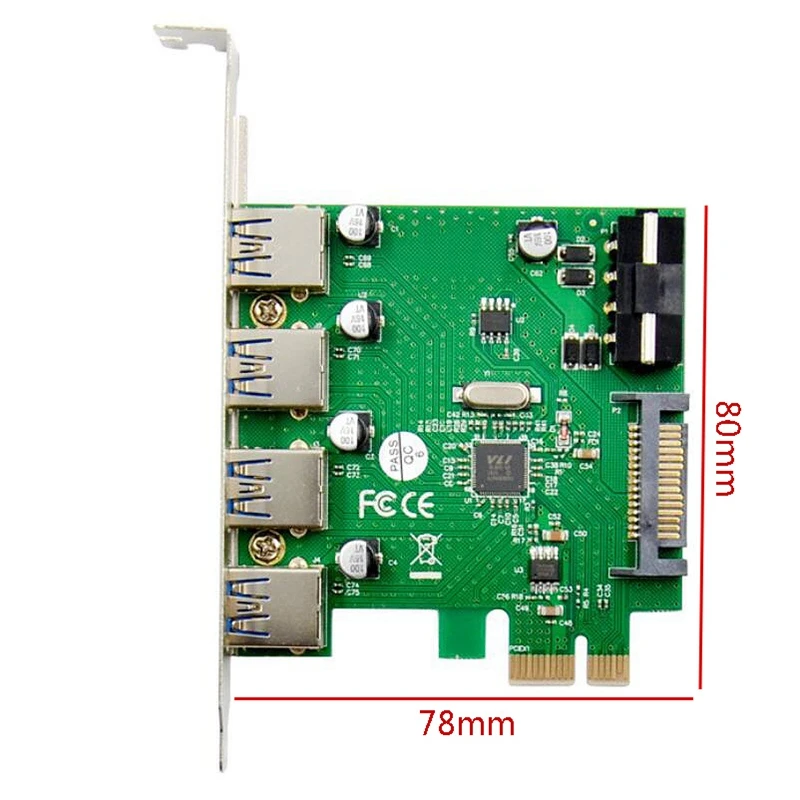 PCI E к 4 портам USB 3 0 конвертер карта порта USB3.0 адаптер VL805 чипсет Sata 4Pin источник