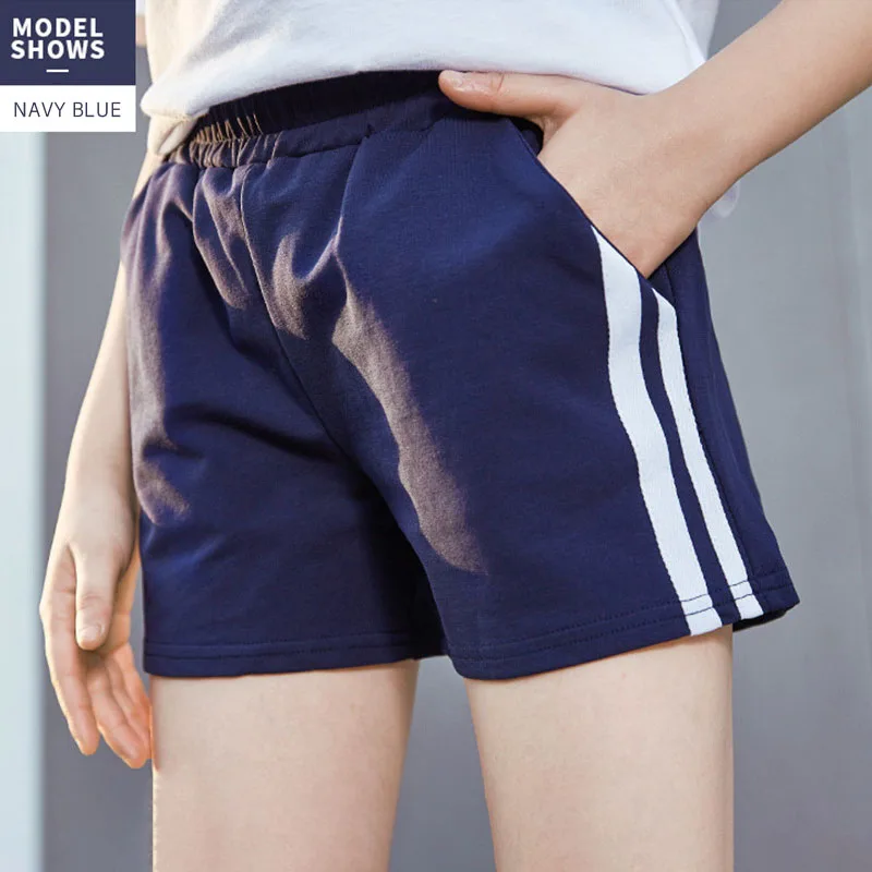 Летние детские шорты хлопковые для маленьких девочек эластичные в полоску