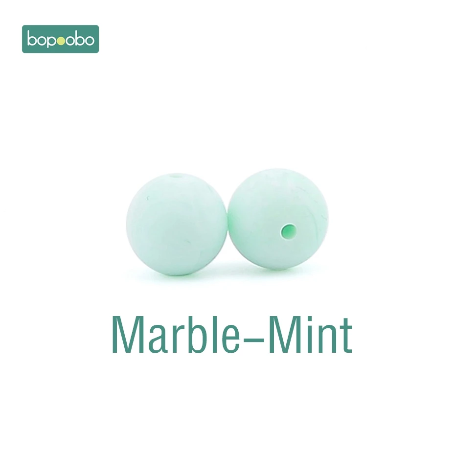 Marble-Mint Bopoobo 30 шт. 12 мм пищевой силиконовый Прорезыватель для зубов детский уход за зубами DIY стартовый набор силиконовые бусины Экологичные Детские аксессуары - Цвет: Marble-Mint