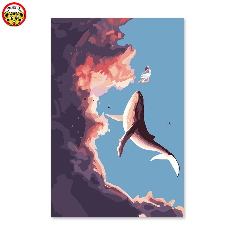 Картина по номерам художественная краска номеру большой кит серфинга девочка