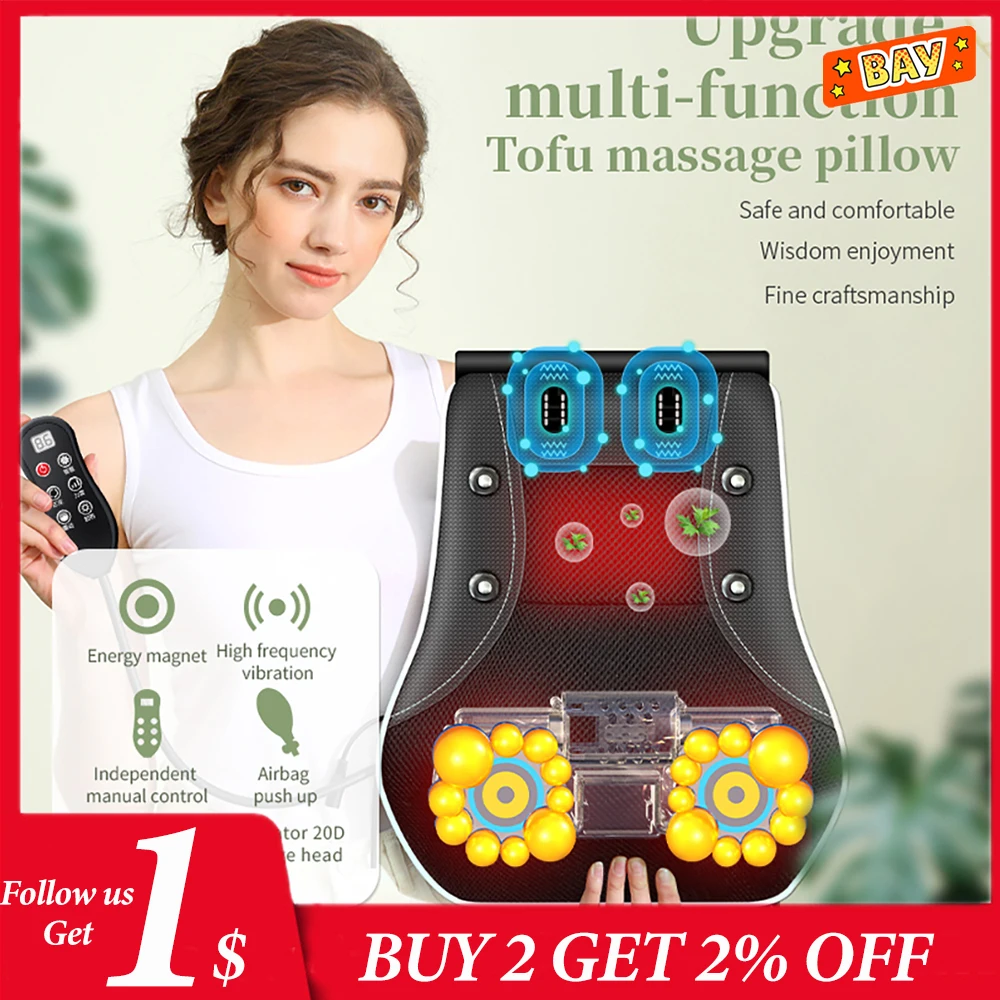 

Newest Electric Shiatsu Massage Pillow Neck Cervical Ttraction 20D massageador with Heating Vibrating Massage Device Car Home
