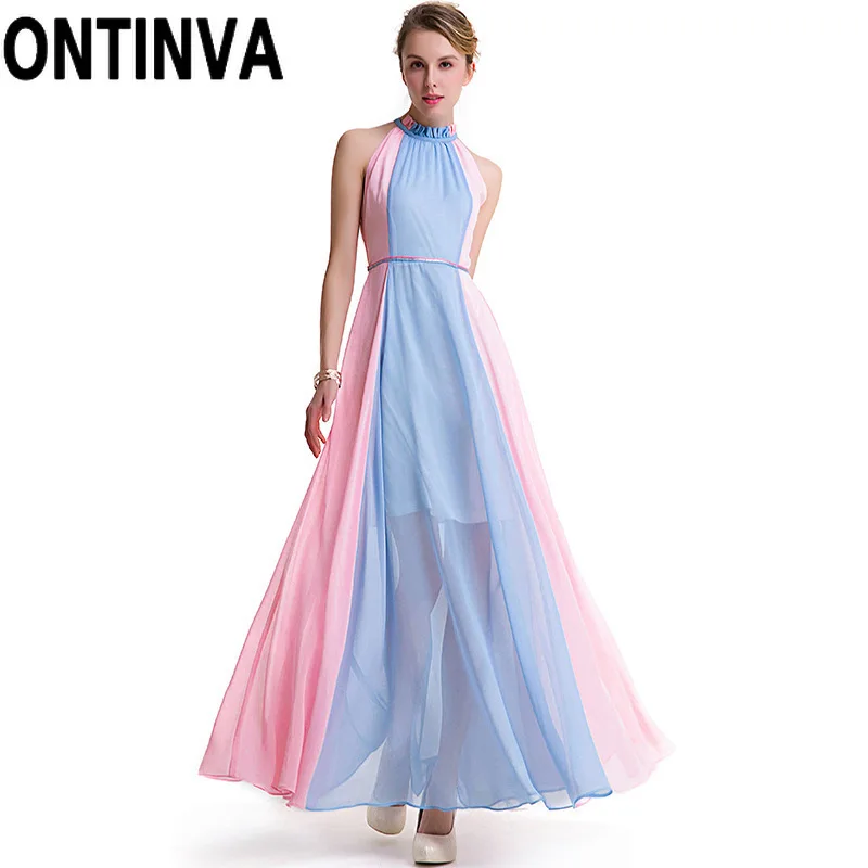 Шифоновый плиссированный Сарафан Макси без рукавов элегантный пляжный сарафан с