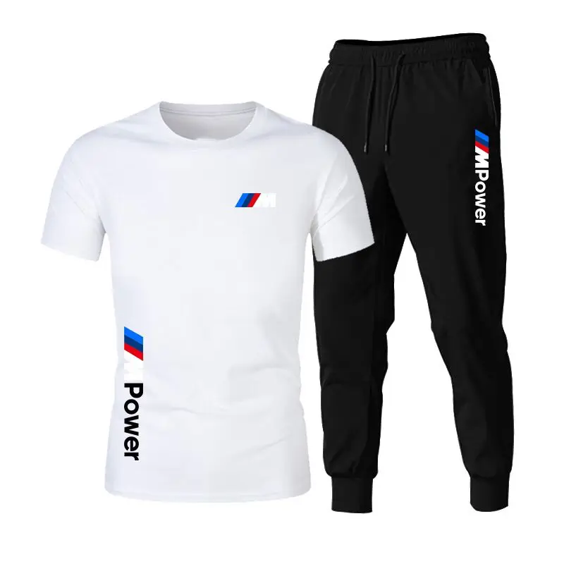 

New jogger jogging fitness clothes men's running suit T-shirt + pants two-piece fashion men's clothes sports suit round neck men