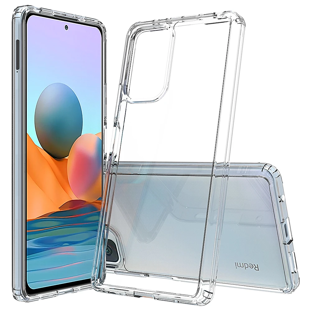 

Anti-Scratch Clear Crystal Acrylic Shockproof Case For Xiaomi Redmi Note 10 Pro Max 10s 10 5GTPU Bumper Hard Plastic Back Cover