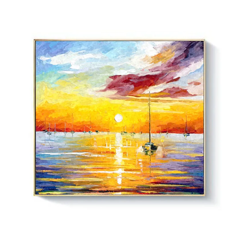 

100Handmade Sunrise oil painting Modern Large Abstract Landscape Canvas Art Oil Painting Wall Pictures For Living Room Unframed