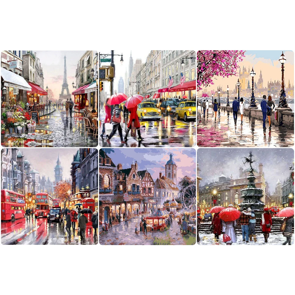 

SELILALI Street Landscape Picture By Numbers Kits For Adults Handmade Unique Gift 40x50cm Frame On Canvas Home Decoration Craft