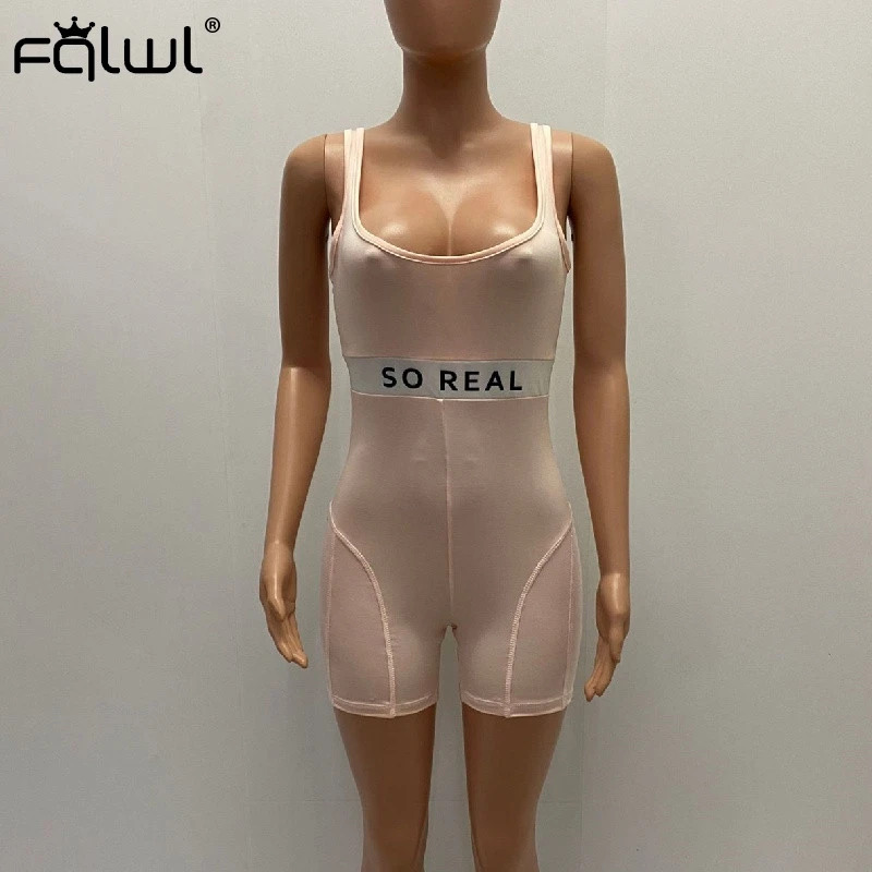 FQLWL обтягивающий сексуальный Летний комбинезон для фитнеса короткий женский