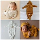 Двойная одежда реквизит для фотосъемки новорожденных комбинезон с капюшоном боди костюм для маленьких мальчиков трикотажный наряд аксессуары для фотосъемки в студии