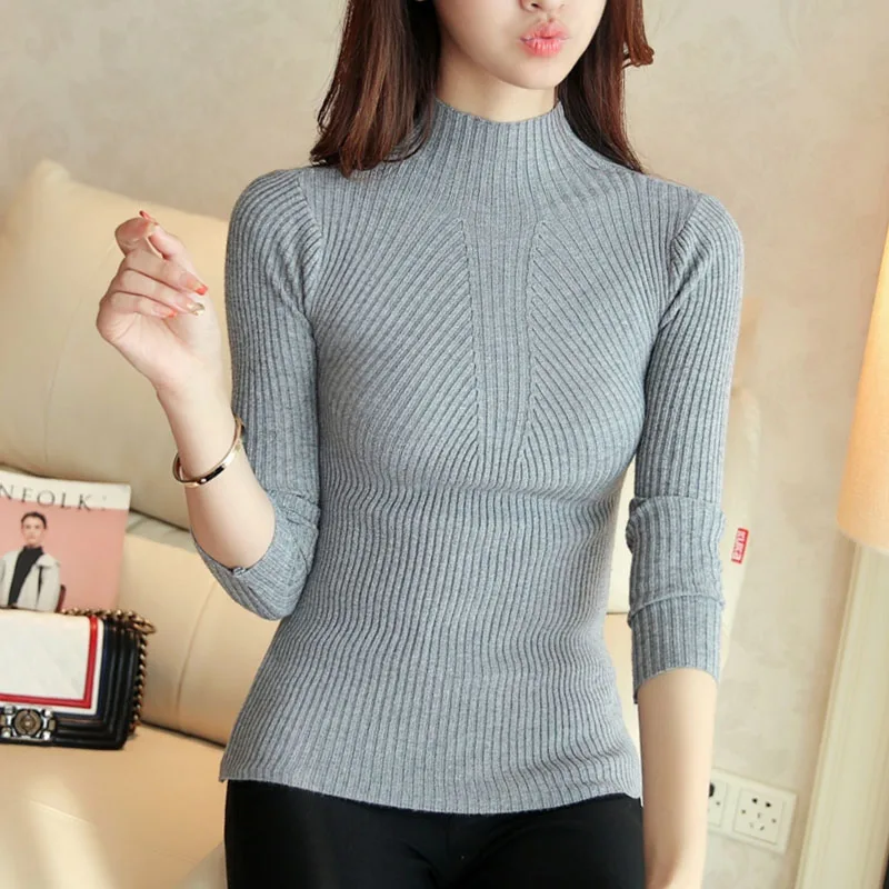 Spring 2022winter long sleeve Turtleneck Pullovers Fashion womens sweaters Solid white and black tops Femme Clothing | Женская одежда