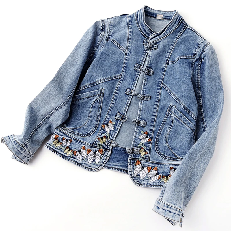 Spring 2021 New Embroidered Stretch Denim Jacket Women Short Jackets Cardigan Basic Plus Size Female Bomber Trend |