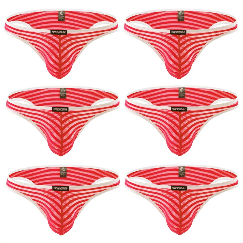 Трусы-брифы мужские 6 шт./лот пикантные дышащие мини-трусы бикини для геев
