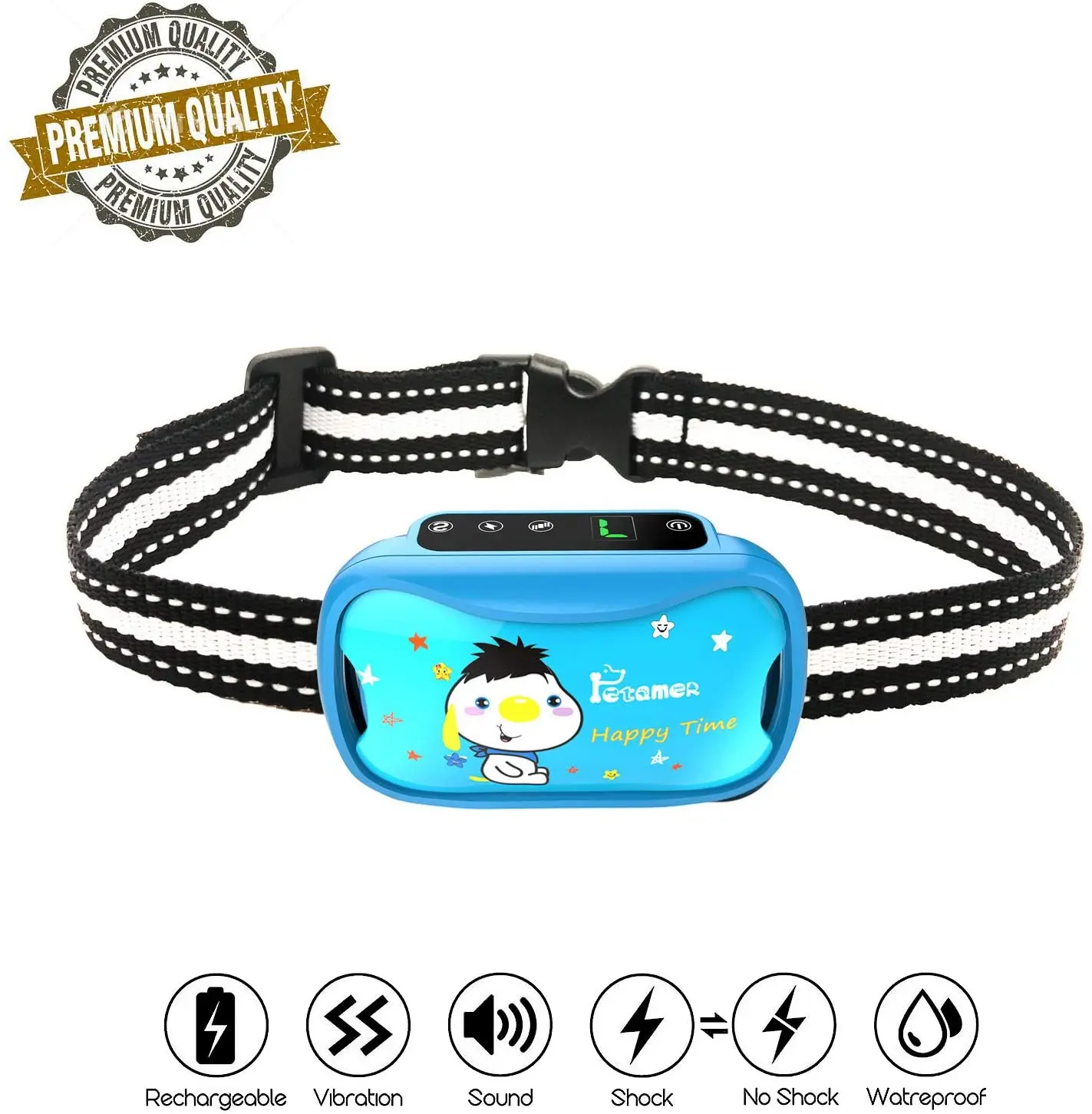 Амортизирующий ошейник для собак перезаряжаемый с звуковым сигналом и вибрацией