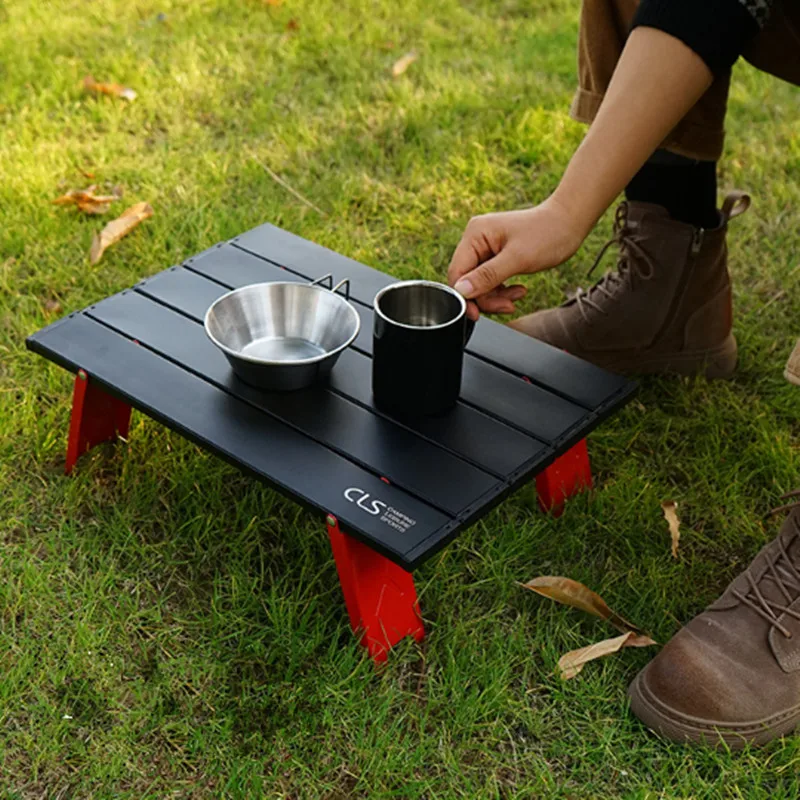 

NEW Mini Black Outdoor Aluminum alloy Folding Table Furniture Barbecue Camping Tent Household Bed Collapsible Computer Desk