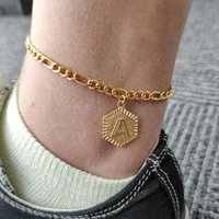 s1271 fashion jewelry chain anklet geometric letter a pendant vintage foot chain anklet