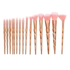 Набор кистей для макияжа MAANGE, профессиональные кисточки золотистого и розового цвета для бровей, ресниц, бриллиантовые, 15 шт.