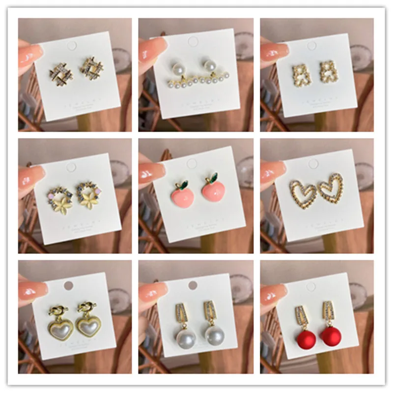 

2021 Cute Girls Party New Trend Simulation Pearl Stud Earrings Gifts Rhinestone Wedding Pendant Earrings Fashion Jewelry Earring