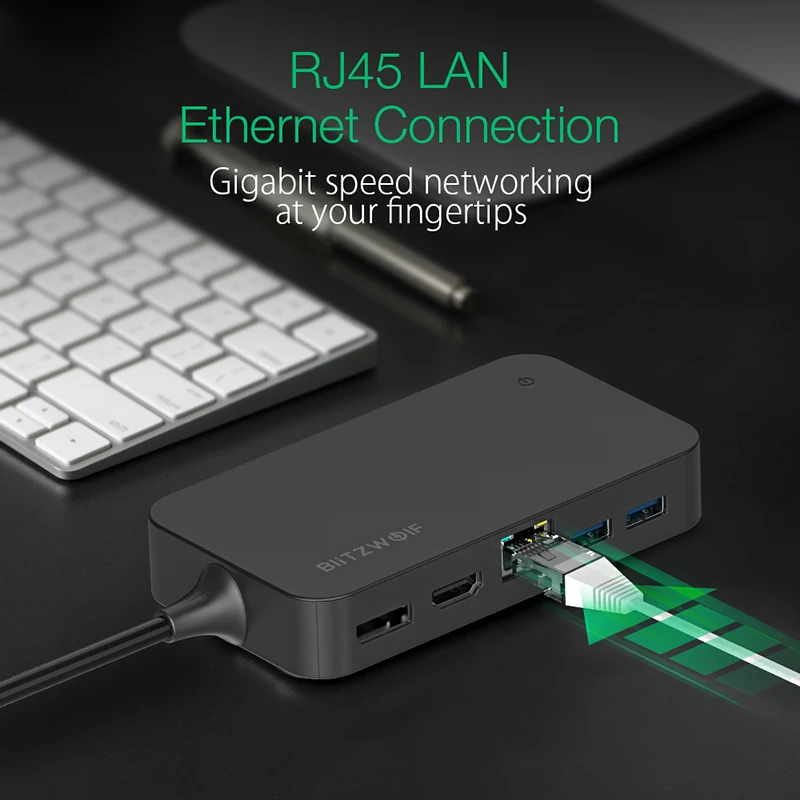 BlitzWolf BW TH7 7 в 1 внешняя фотография с USB 3 0/USB2.0 5 постоянного тока RJ45 гигабитный Ethernet DP