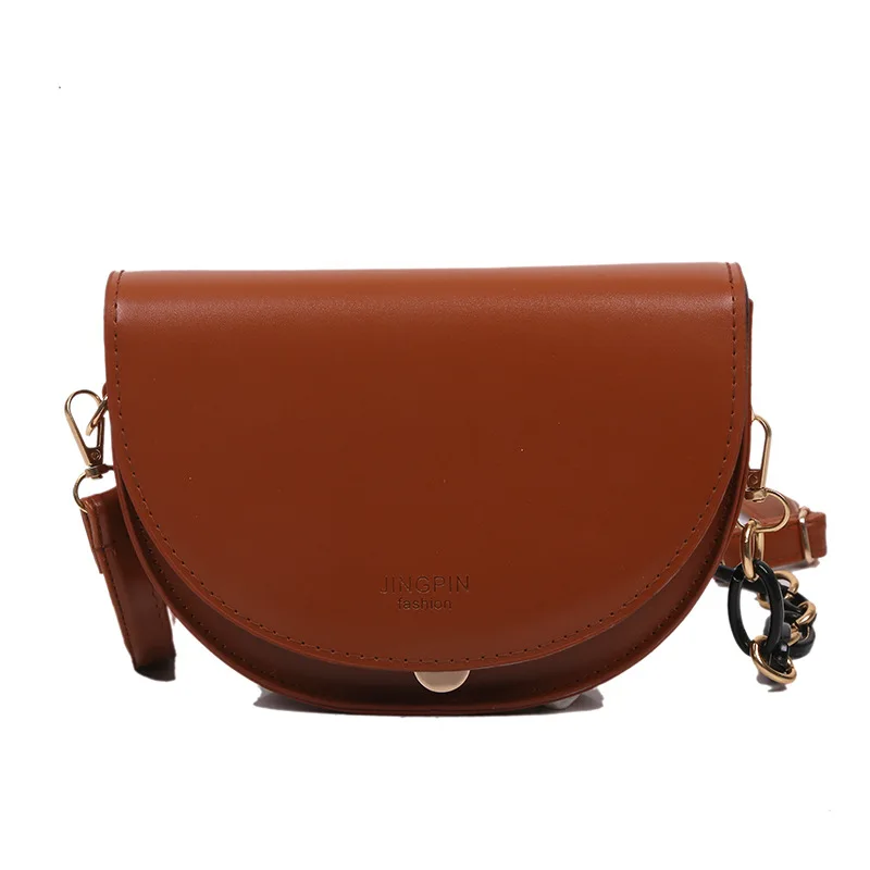 

High Quality Women Bag 2021 New Fashion Simple Saddle Messenger Shoulder Bag Crossbody Semicircle Vintage Bags For Women