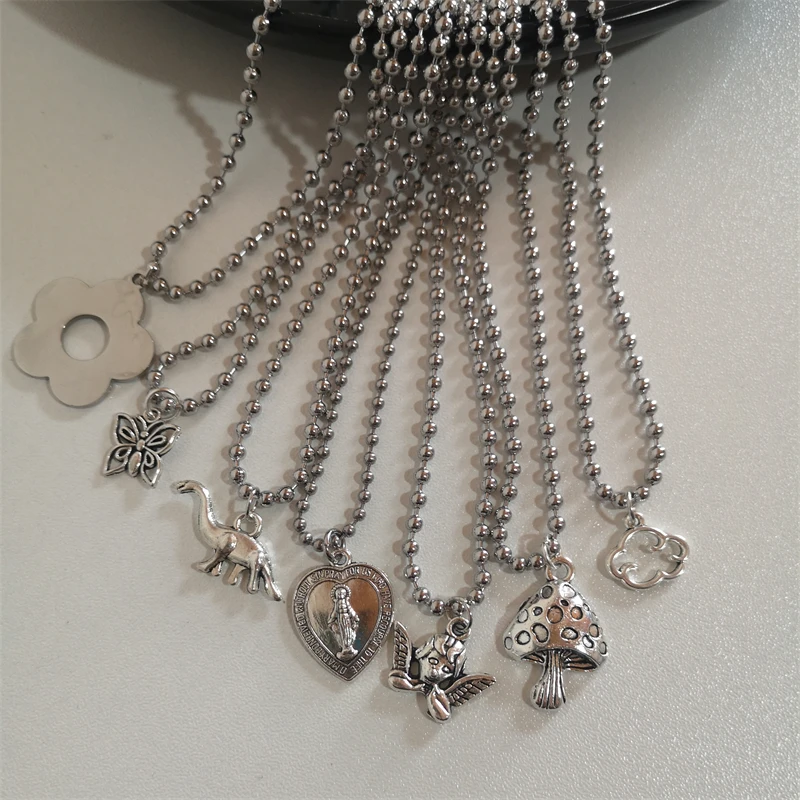 Kpop Ожерелье с бабочкой цветком крестом сердцем французская металлическая