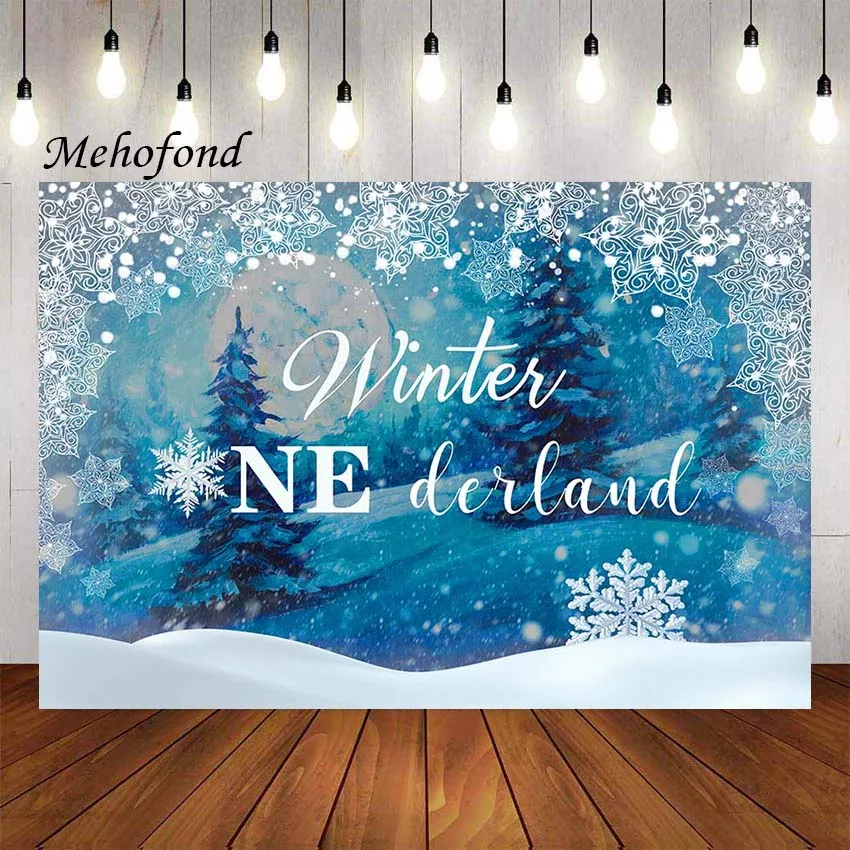 

Фон для фотосъемки Mehofond Зимняя Страна Чудес Снежинка синяя Серебряная вечевечерние новорожденные дети Рождество фон для фотостудии
