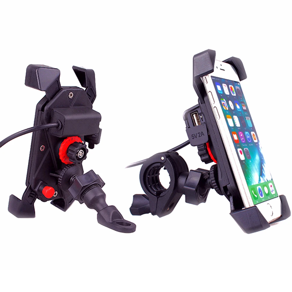 

Motorcycle Handlebar Bike Mobile Cell Phone Mount Holder Support Bicycle Phone USB Charging Stand For All 4-6.5 in Mobile Phone