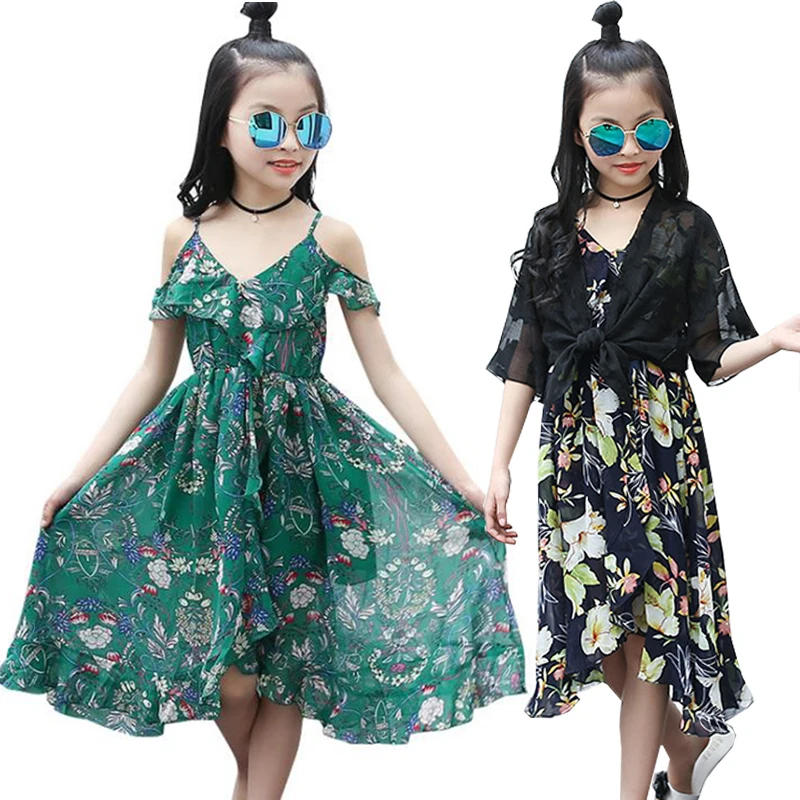 Платья для девочек-подростков шифоновый богемный костюм Детские платья девочек