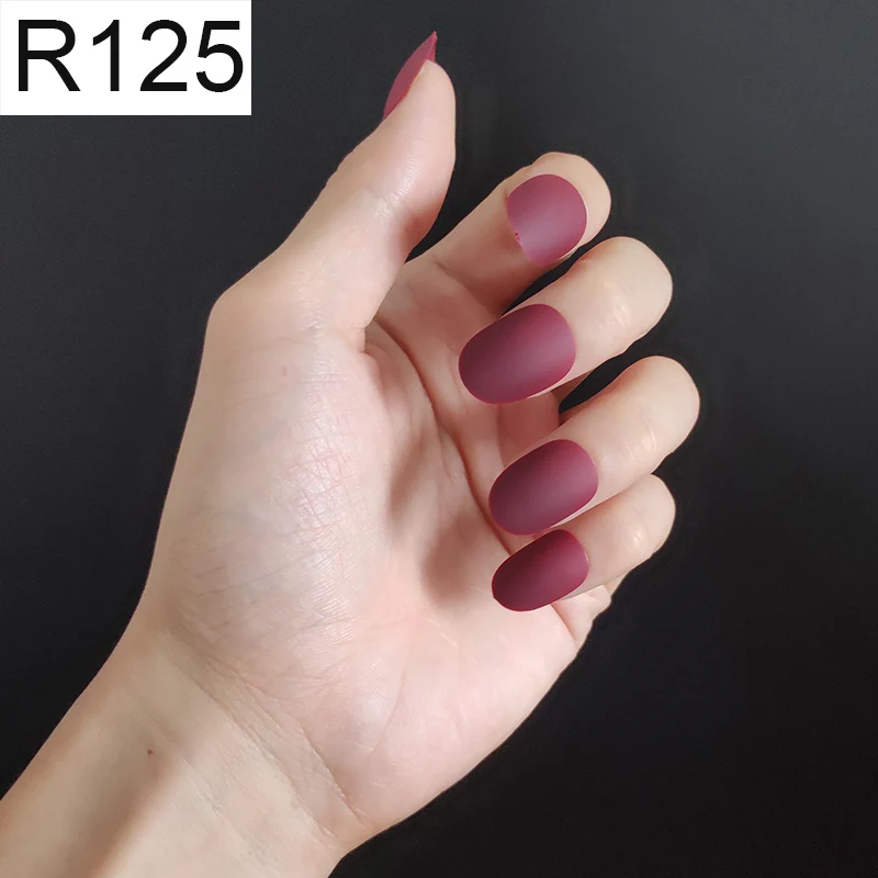 R125 Round x 1PC 24 шт./компл. стилет балерина гроб круглый овальной формы с полным покрытием матовая накладные ногти для ног, мягкая на ощупь, накладные ногти искусственные ногти Нейл Арта, набор - Цвет: R125 Round x 1PC