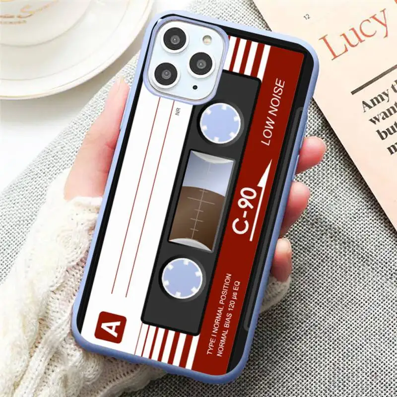 

Retro Side Old Style Tape Cassette Phone Case Candy Color Blue for iPhone 11 12 pro XS MAX 8 7 6 6S Plus X 5S SE 2020 XR