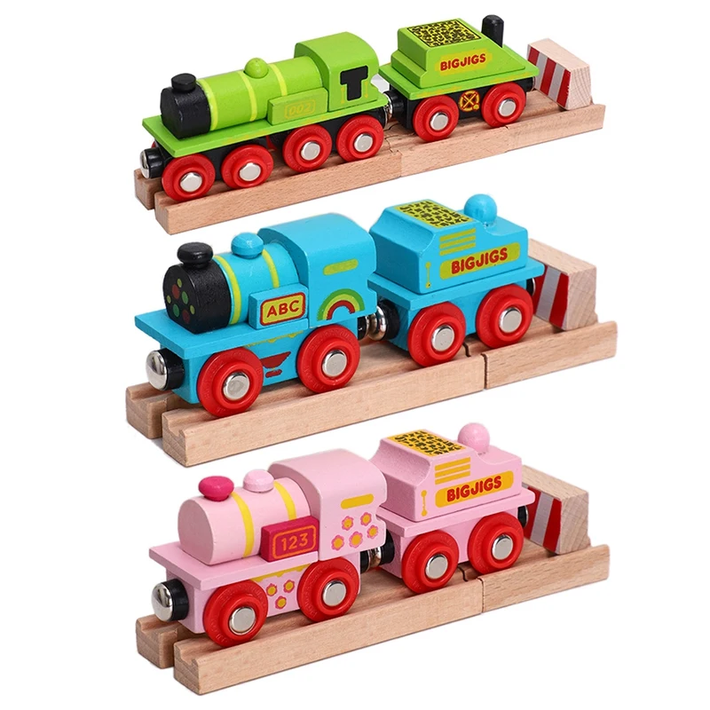 

Wooden Magnetic Train Track Toy Locomotive Carriage Model for Kids Children Christmas Birthday Gift