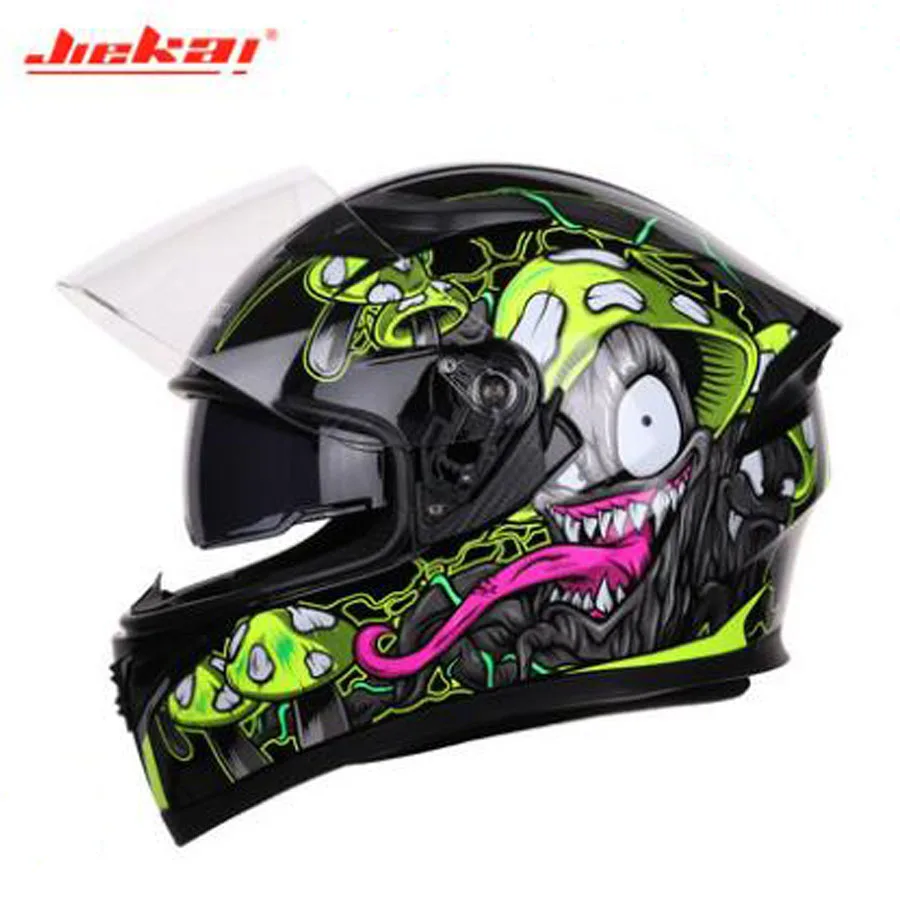 JIEKAI полное лицо с прозрачными противотуманными линзами мотоциклетные шлемы для