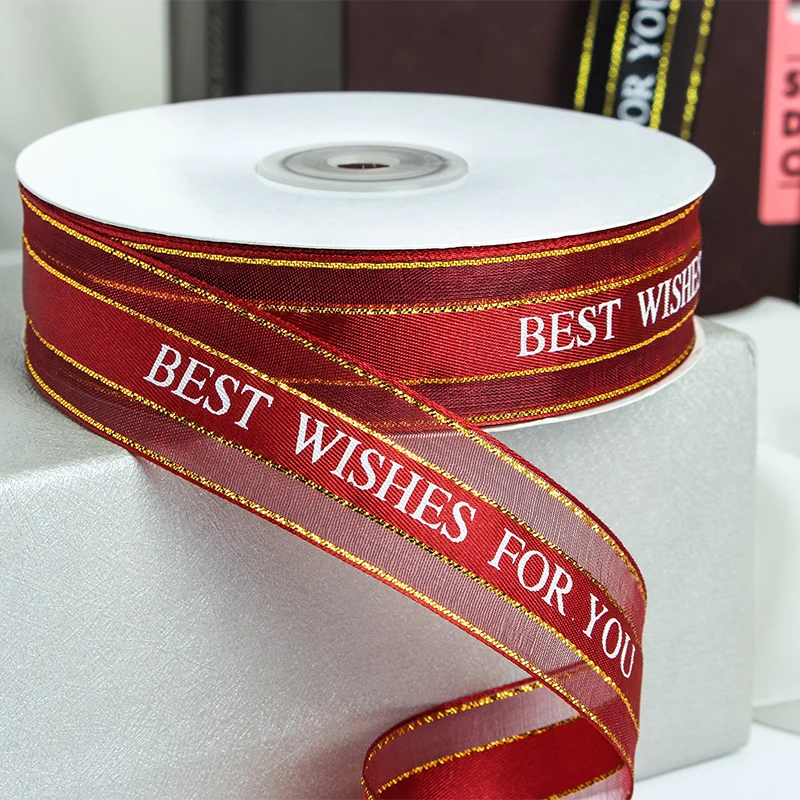 25 мм лента из органзы с принтом снежной Марли в стиле Пномпень 50 ярдов/рулон